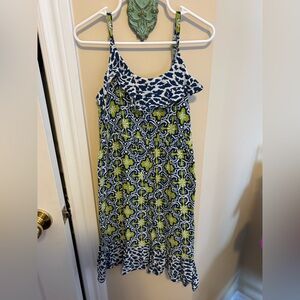 Place Navy, White & Lime Patterned Maxi Dress